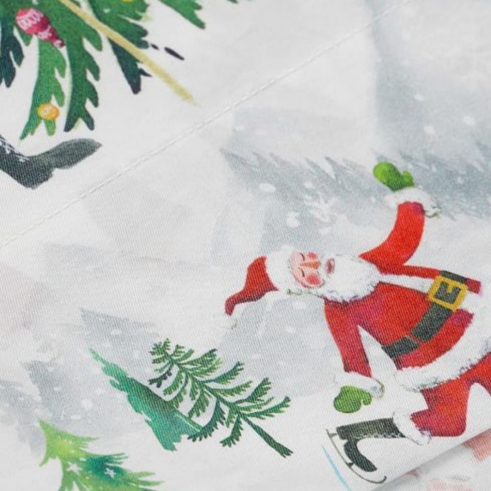 Pottery Barn Jolly Santa KING Cotton Percale Sheet Set - Picture 11 of 12